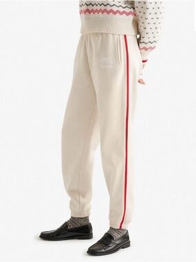Roots Cream Joggers with Red Racing Stripe